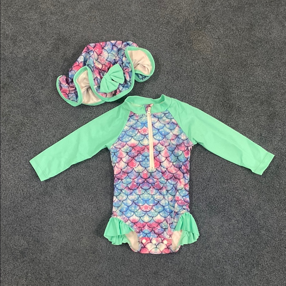 Mermaid Scales Kids Swim Set - Green and Pink